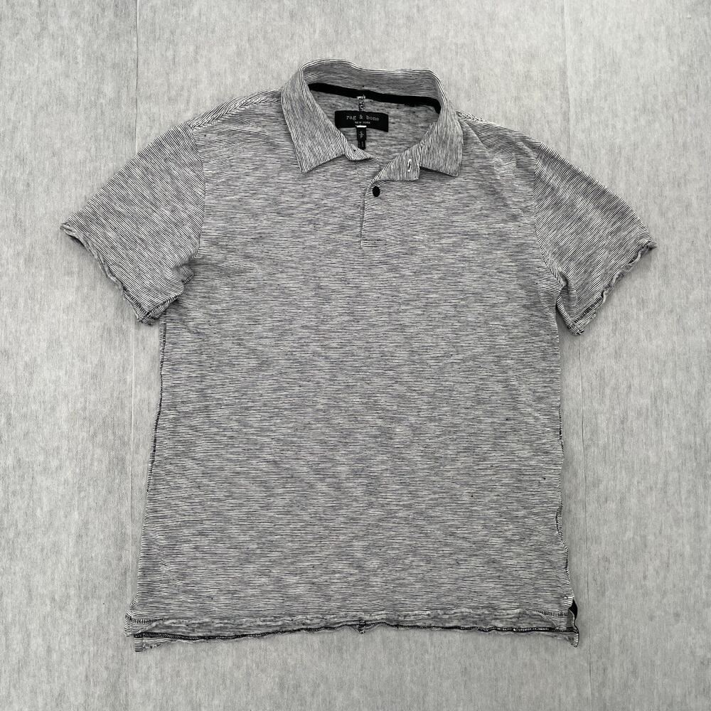 Rag & Bone Shirt Adult Small Gray Polo Short Sleeve Cotton Linen Blend Mens S